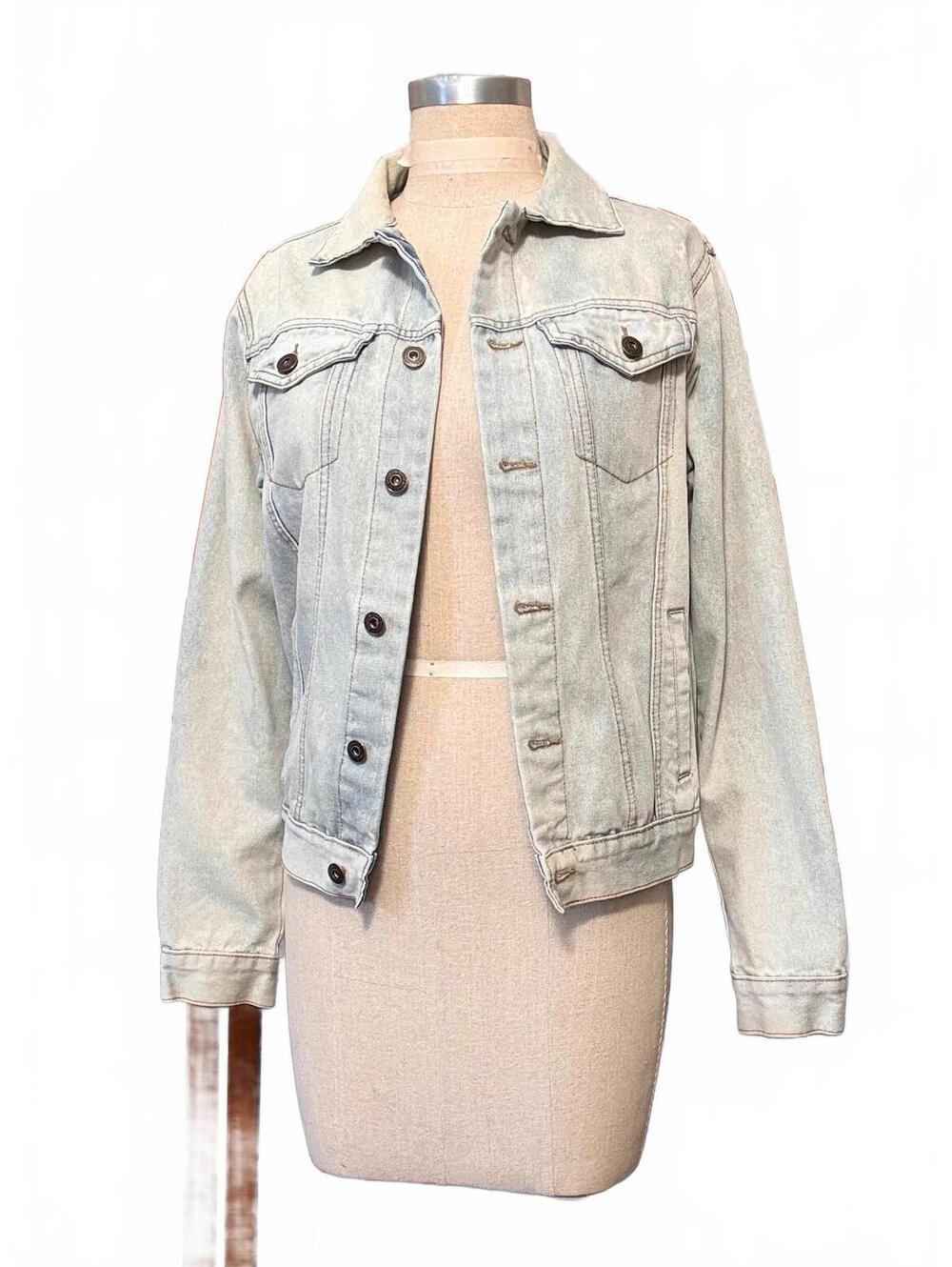 Brooklyn Cloth Light Wash Denim Trucker Jacket Small Acid Wash